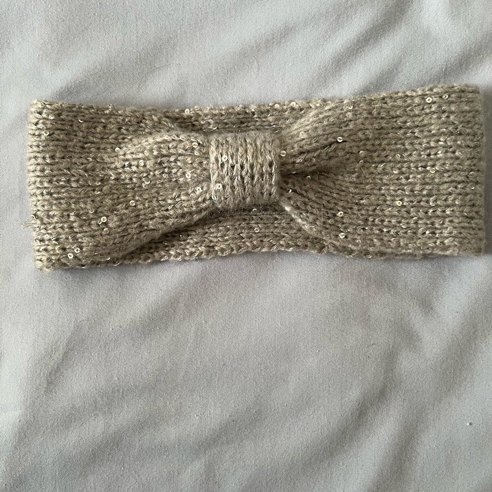 Gray cold weather headband